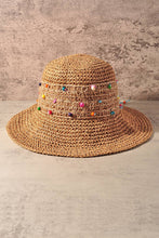 Load image into Gallery viewer, Merveille - Straw Multi Bead Wide Brim Sun Hat