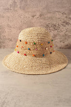 Load image into Gallery viewer, Merveille - Straw Multi Bead Wide Brim Sun Hat