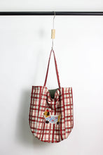 Load image into Gallery viewer, ESLEY - Reversible Plaid Tote Bag with Dog Embroidery