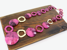 Load image into Gallery viewer, Pretty P Bold Gold Accent Polyresin Disc Chain Link Necklace