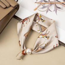 Load image into Gallery viewer, COSMOS - Magnetic pearl polyester scarf with equestrian horse print