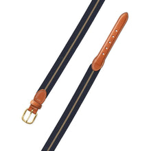 Load image into Gallery viewer, Barrons-Hunter - Navy & Khaki Belgian Stretch Leather Tab Belt