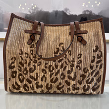 Load image into Gallery viewer, Gianni C Marcella Club Raffia/Leather Large Satchel w/Embroidery