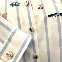 Load image into Gallery viewer, Vilagallo Stripe Shirt Raya W/Embroidered Pics