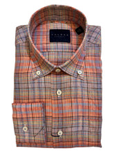 Load image into Gallery viewer, Calder Shirt Luxury Linen Madras Papaya