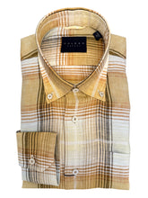 Load image into Gallery viewer, Calder Shirt Luxury Linen Plaid w/Satin - Amber