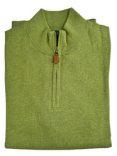 Load image into Gallery viewer, Alan Paine Cotton/Cashmere 1/4 Zip Mock Sweater Avocado