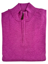 Load image into Gallery viewer, Alan Paine Cotton/Cashmere 1/4 Zip Mock Sweater Orchid