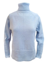 Load image into Gallery viewer, Anne Claire Split Turtleneck Wool/Cashmere Sweater - Sky