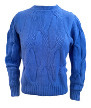 Load image into Gallery viewer, Anne Claire Large Cable Design Crewneck Sweater - Blue