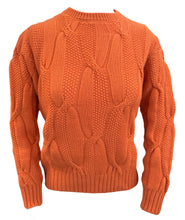 Load image into Gallery viewer, Anne Claire Large Cable Design Crewneck Sweater - Orange