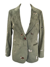 Load image into Gallery viewer, Vilagallo Jacket Heather Sage Green Corduroy w/Embroidery