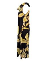Load image into Gallery viewer, Psophia Sleeveless Silk Dress in Gold Floral
