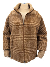 Load image into Gallery viewer, Cinzia Rocca Wool Blend Coat with Ribbed Collar Rust Plaid