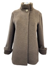 Load image into Gallery viewer, Cinzia Rocca Wool Blend Coat with Ribbed Collar Chocolate