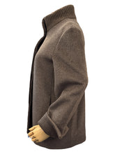 Load image into Gallery viewer, Cinzia Rocca Wool Blend Coat with Ribbed Collar Chocolate