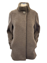 Load image into Gallery viewer, Cinzia Rocca Wool Blend Coat with Ribbed Collar Chocolate