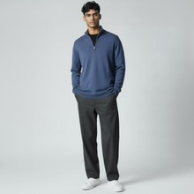 Load image into Gallery viewer, Alan Paine Rumford 1/4 Zip Mock Sweater Indigo Mix