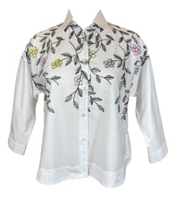 Load image into Gallery viewer, Rosso35 White Cotton Shirt w/Embroidered Floral