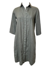 Load image into Gallery viewer, Rosso 35 Linen Garment Dyed Midi Shirt Dress Dark Olive
