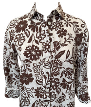 Load image into Gallery viewer, Rosso 35 Linen 3/4 Sleeve Dress with Brown Floral Print