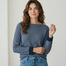 Load image into Gallery viewer, Arovescio Garment Dyed Cotton Sweater Deep Blue