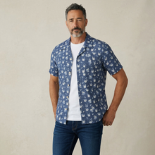Load image into Gallery viewer, Emanuel Berg Cotton/Linen SS Print Shirt Blue