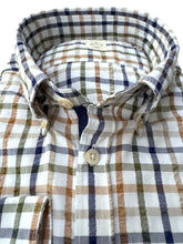 Load image into Gallery viewer, GMF Cotton Seersucker Shirt Blue/Green/Orange Check
