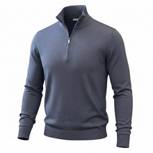 Load image into Gallery viewer, Gran Sasso 1/4 Zip Merino Wool Sweater Indigo