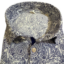 Load image into Gallery viewer, GMF SS Linen Shirt Blue Line Floral Print