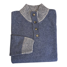 Load image into Gallery viewer, T&V Wool Blend Button Mock Sweater - Indigo