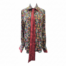 Load image into Gallery viewer, Camicetta Snob Viscose Blouse w/Tie Grey/Blue