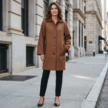 Load image into Gallery viewer, Rosso35 Boiled Wool Coat w/Knit Details Russet