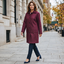 Load image into Gallery viewer, Rosso35 Boiled Wool Coat w/Knit Details Bordeaux
