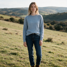 Load image into Gallery viewer, Anne Claire Alpaca Blend Crew Sweater w/Dots Light Blue