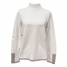 Load image into Gallery viewer, Anne Claire High Neck Bicolor w/Cable -White/Taupe