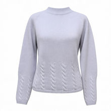 Load image into Gallery viewer, Anne Claire Crewneck Sweater w/Cable Detail Light Blue