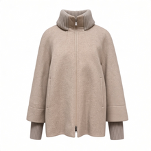 Load image into Gallery viewer, Cinzia Rocca Wool Coat with Ribbed Collar Oatmeal