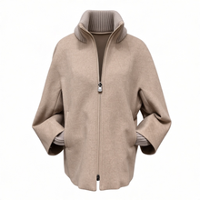 Load image into Gallery viewer, Cinzia Rocca Wool Coat with Ribbed Collar Oatmeal