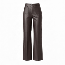 Load image into Gallery viewer, Purotatto Bootcut Trousers Faux Leather Brown