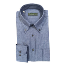 Load image into Gallery viewer, T&V Classic BD Shirt Denim Blue Tonal Chevron