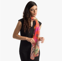 Load image into Gallery viewer, Elizabetta Campo De Fiori Coral Silk Scarf