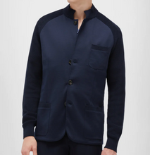 Load image into Gallery viewer, Maurizio B Felt Jacket w/Knit Sleeves Navy