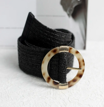 Load image into Gallery viewer, Esley Belt Straw Woven W/Round Resin Buckle and Gold Accent