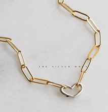 Load image into Gallery viewer, Silver Wren Heart Carabiner Charm Holder Necklace w/pearl