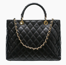Load image into Gallery viewer, Modarno Quilted Leather Handbag w/Woven Handle
