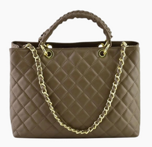 Load image into Gallery viewer, Modarno Quilted Leather Handbag w/Woven Handle