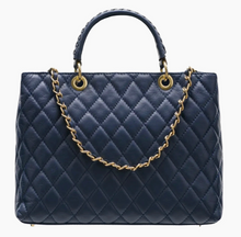 Load image into Gallery viewer, Modarno Quilted Leather Handbag w/Woven Handle