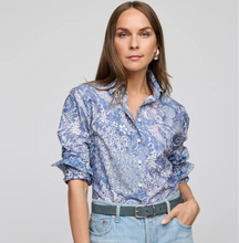 Load image into Gallery viewer, Hinson Wu Margot Long Sleeve Shirt Blue Lace Print