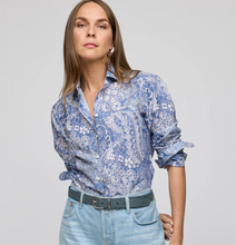 Load image into Gallery viewer, Hinson Wu Margot Long Sleeve Shirt Blue Lace Print